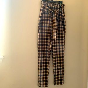Shein, black and brown plaid pants, Women size M